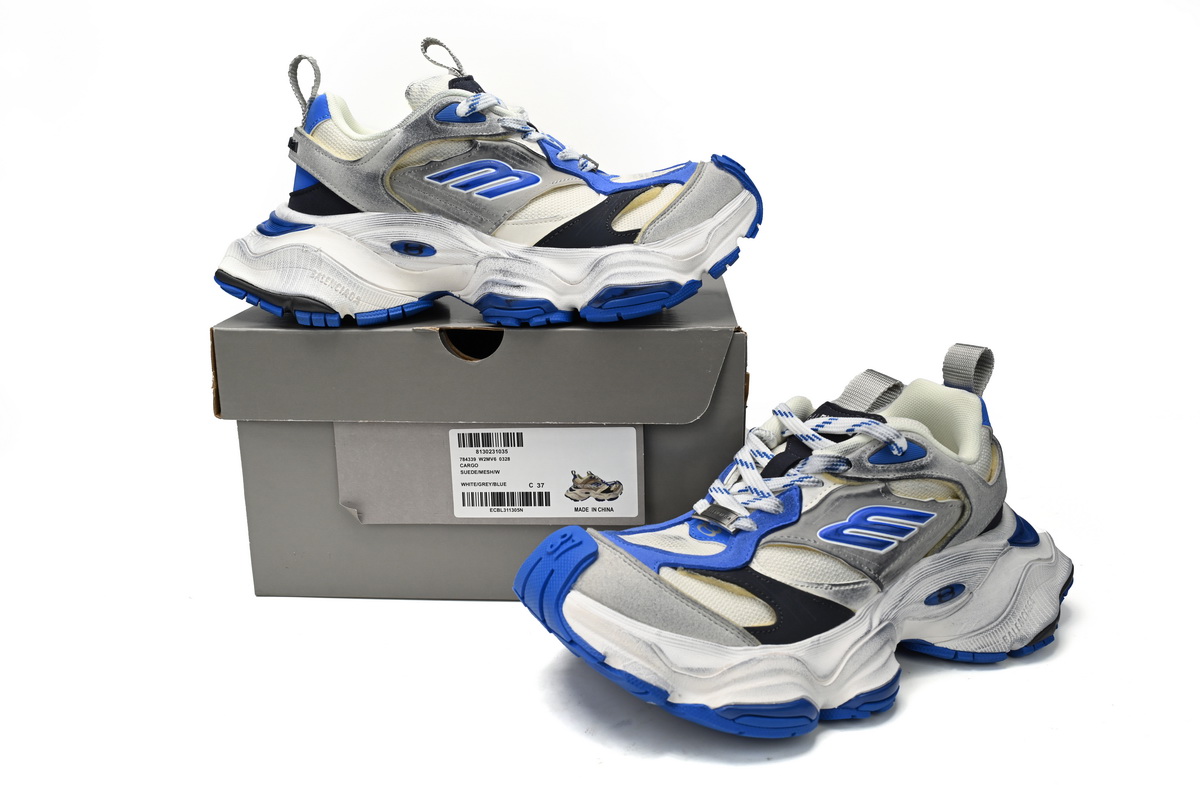 Balenciaga CARGO Sneaker Black White And Blue 784339-W2MV6-0328 - Image 2