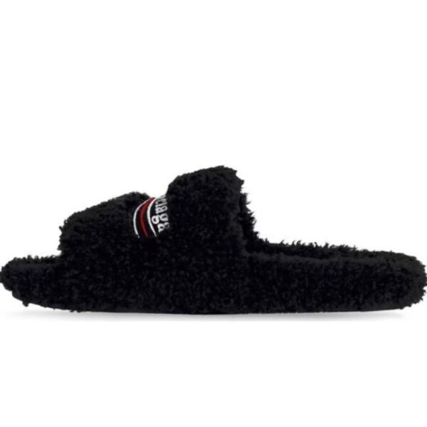 Balenciaga Furry Slide Black 654747W2DO11096