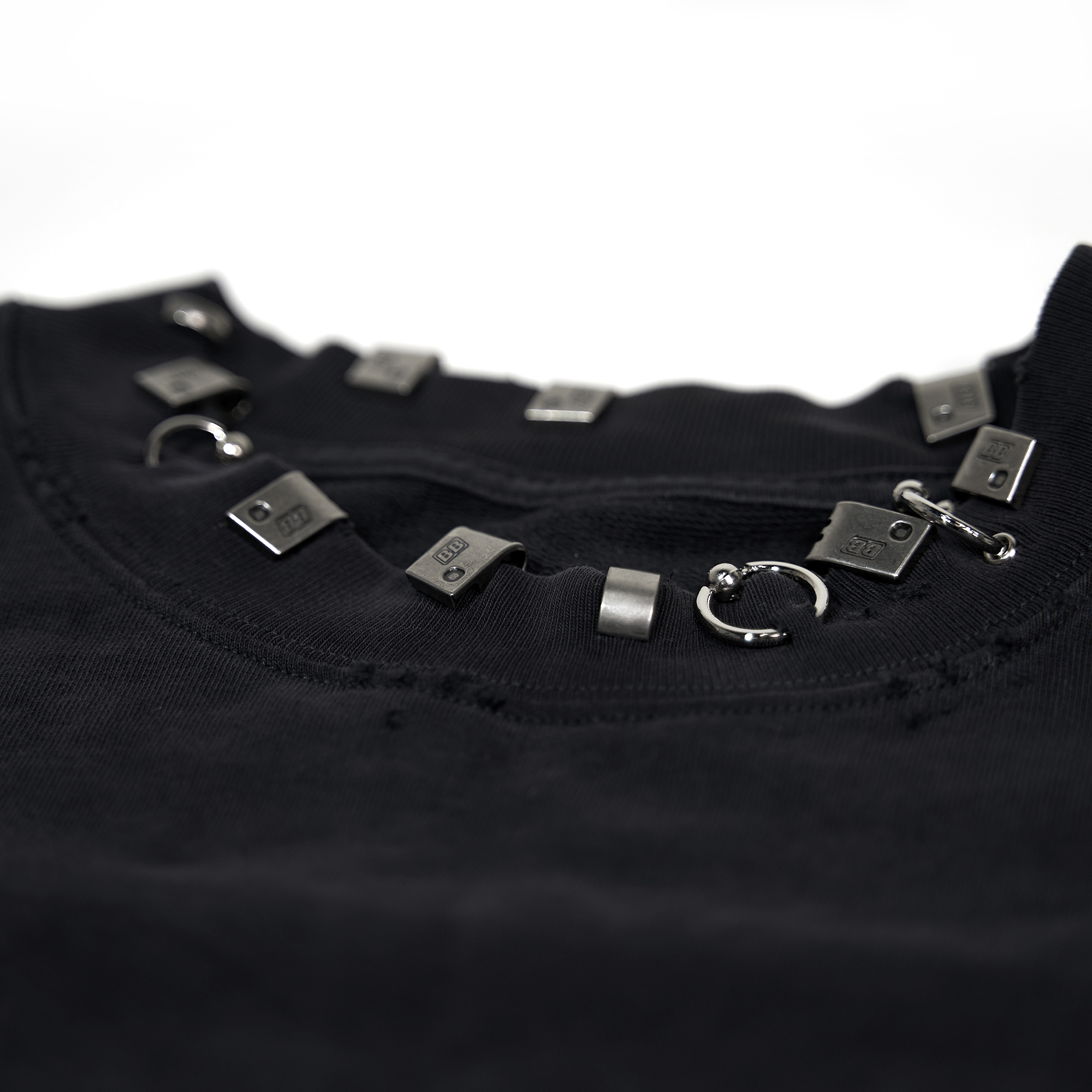 Balenciaga Pierced Round Sweatshirt Oversized in Black Faded  762718TPVD91055 - Image 2