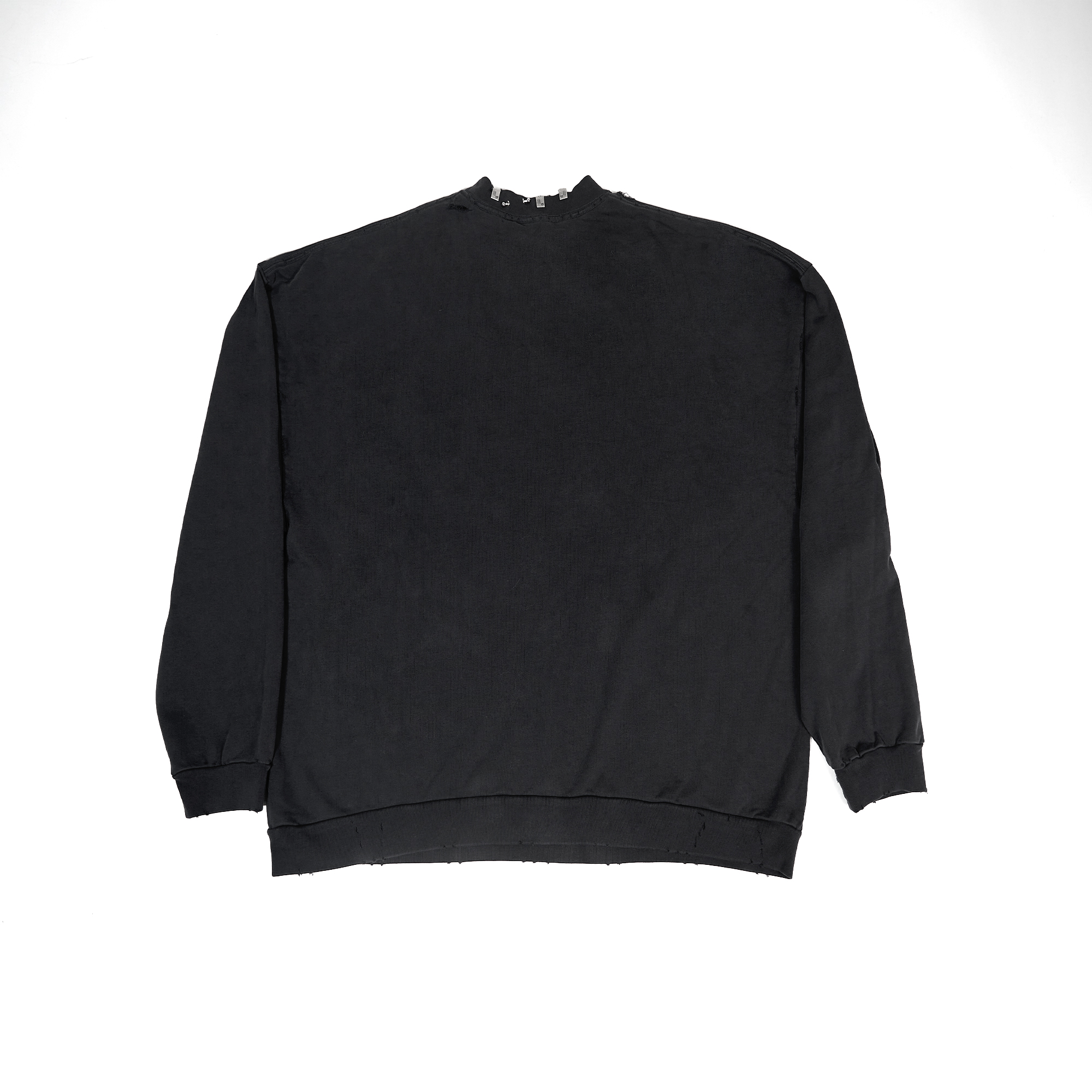 Balenciaga Pierced Round Sweatshirt Oversized in Black Faded  762718TPVD91055 - Image 3