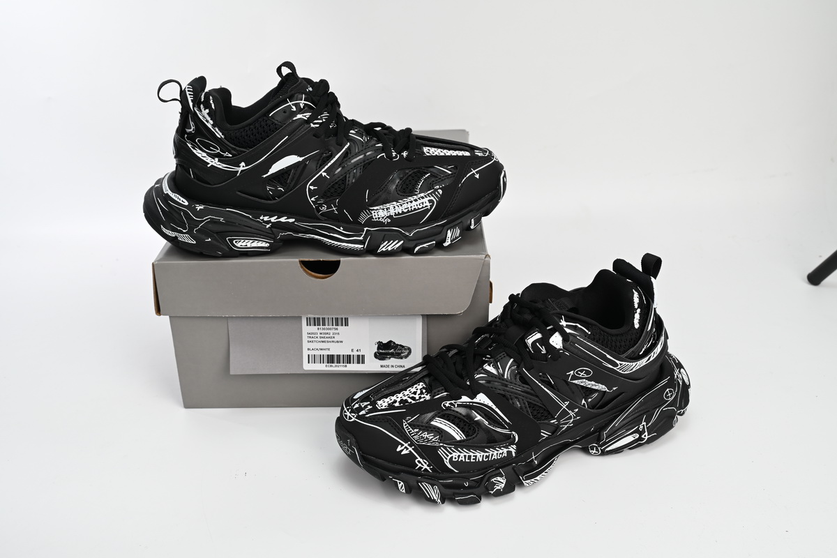 Balenciaga Track Black Black-And-White Painting  542023 W3SR2 2315 - Image 3