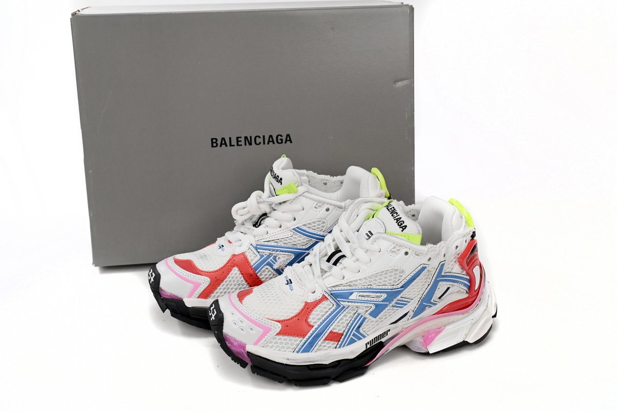 Balenciaga Runner White Blue Red 677402 W3RB6 9645 - Image 2