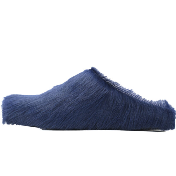 Marni Long-hair Calfskin Fussbett Sabot Dark Blue