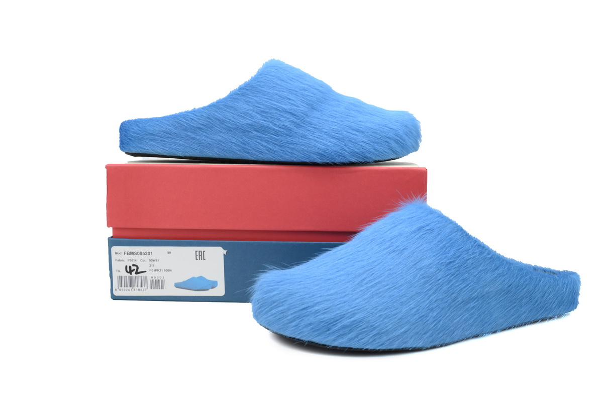 Marni Long-hair Calfskin Fussbett Sabot Blue SBMR000600P412200B50 - Image 3