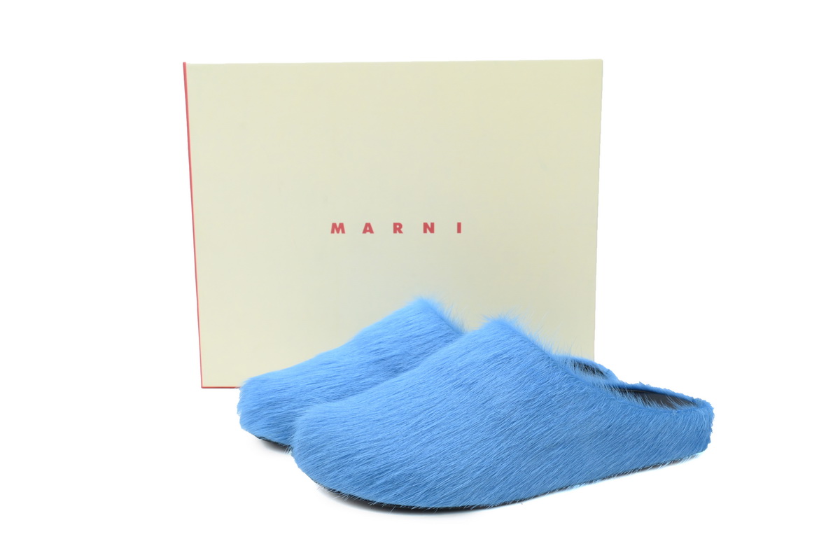 Marni Long-hair Calfskin Fussbett Sabot Blue SBMR000600P412200B50 - Image 2