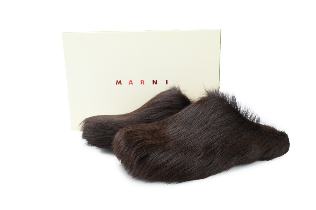 Marni Long-hair Calfskin Fussbett Sabot Brown SBMS004601P412200M37 - Image 1