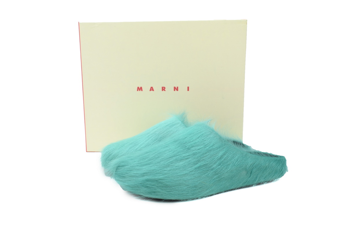 Marni Long-hair Calfskin Fussbett Sabot Dark Green SBMR000600P412200V38 - Image 2
