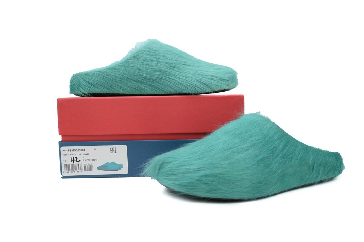 Marni Long-hair Calfskin Fussbett Sabot Dark Green SBMR000600P412200V38 - Image 3