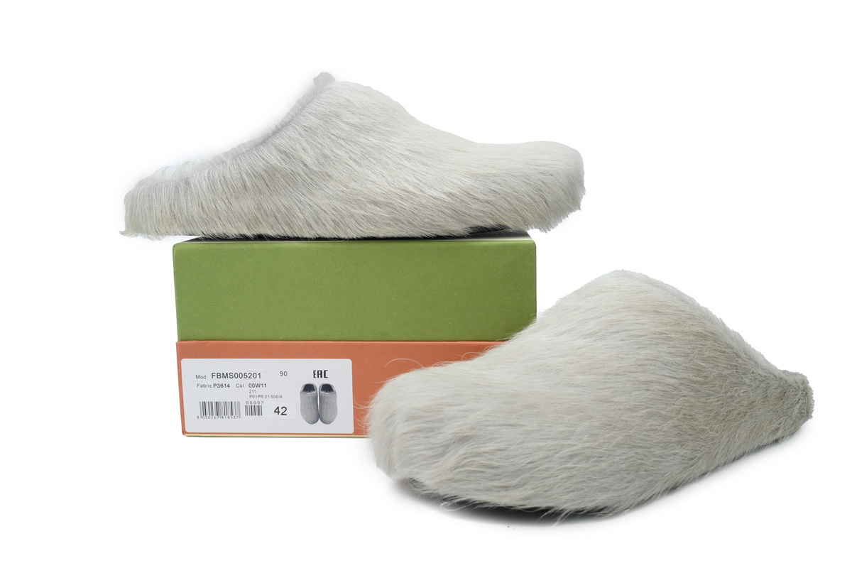 Marni Long-hair Calfskin Fussbett Sabot Grey SBMR000600P412200N15 - Image 2