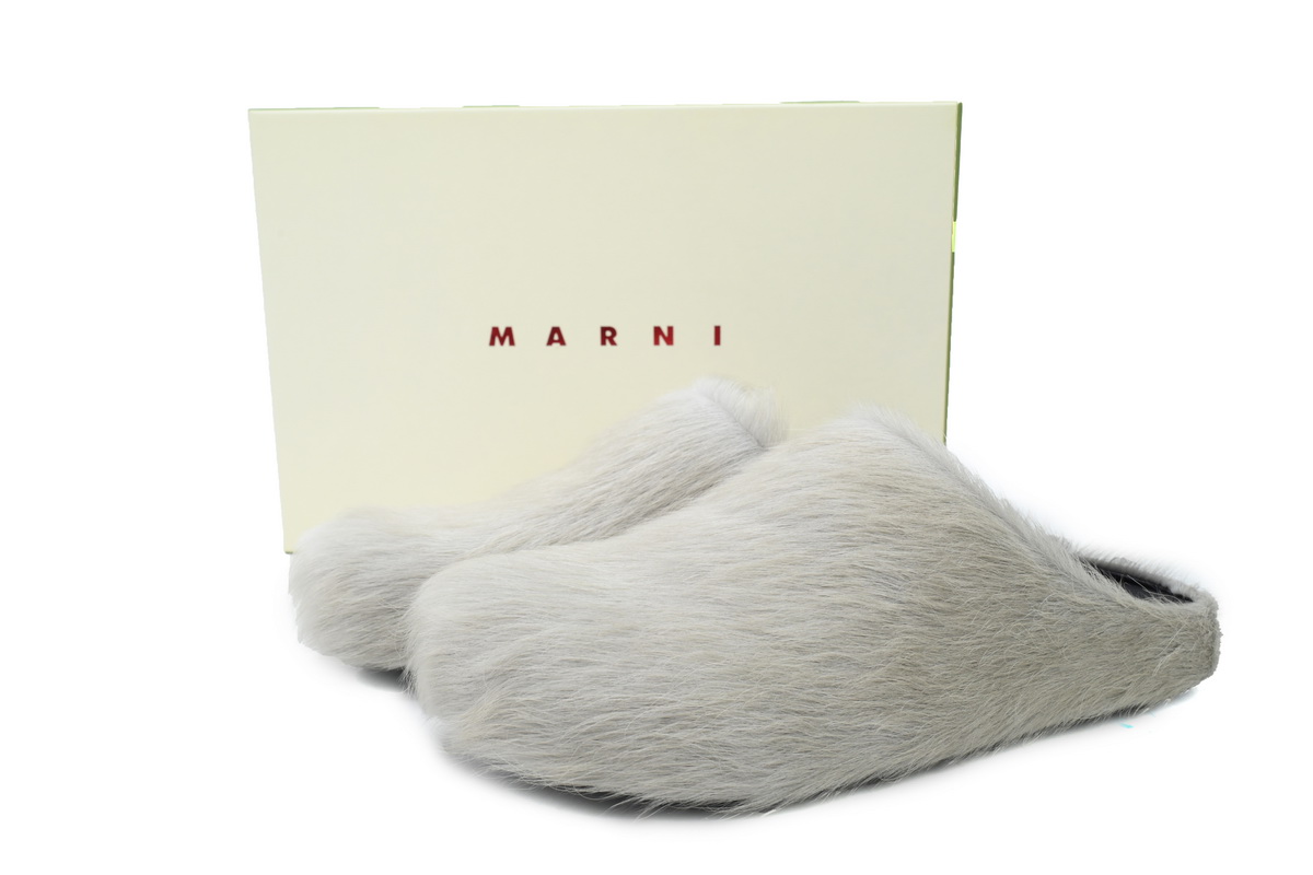 Marni Long-hair Calfskin Fussbett Sabot Grey SBMR000600P412200N15 - Image 3