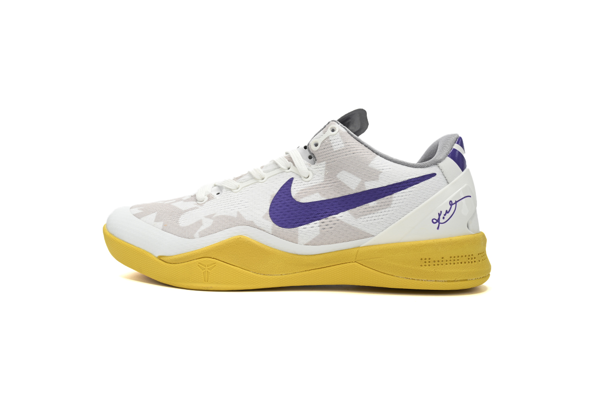 Nike Kobe 8 Low White/Purple-Yello 555035-101 - Image 1