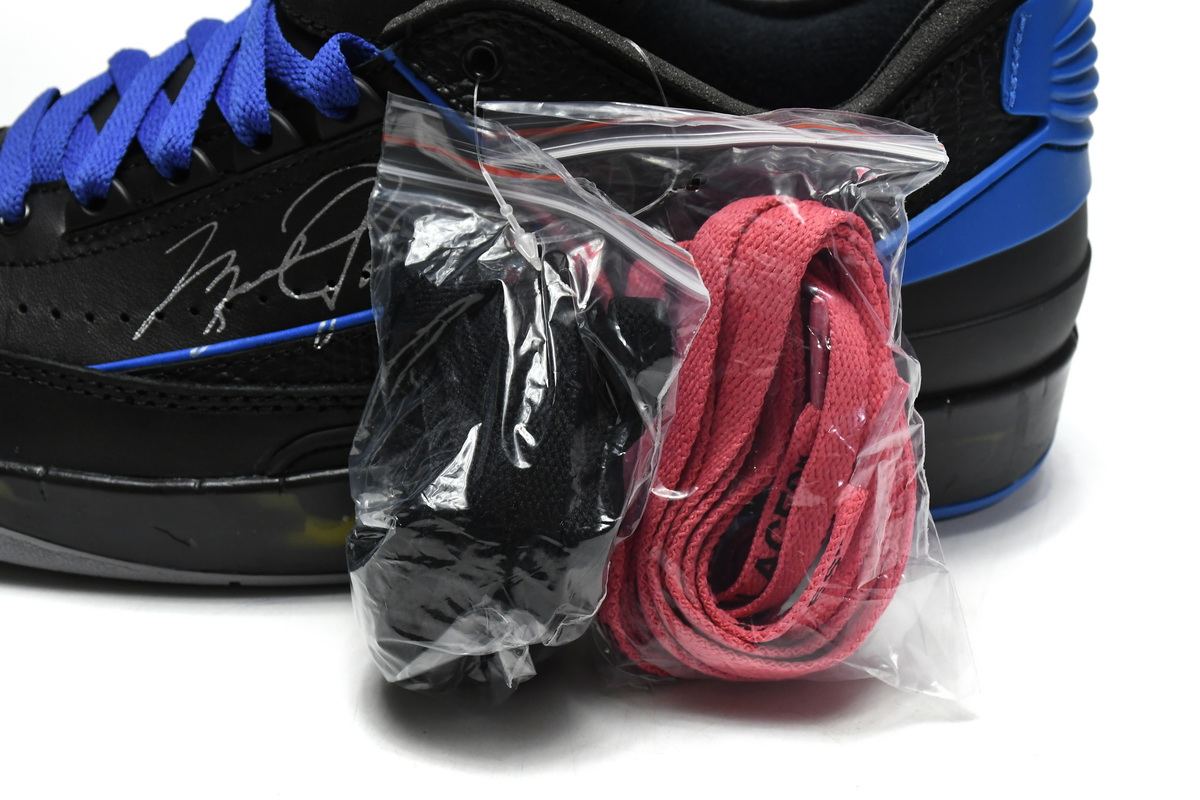 Off White x Air Jordan 2 Retro Low SP Black and Varsity Roy  DJ4375-004 - Image 14