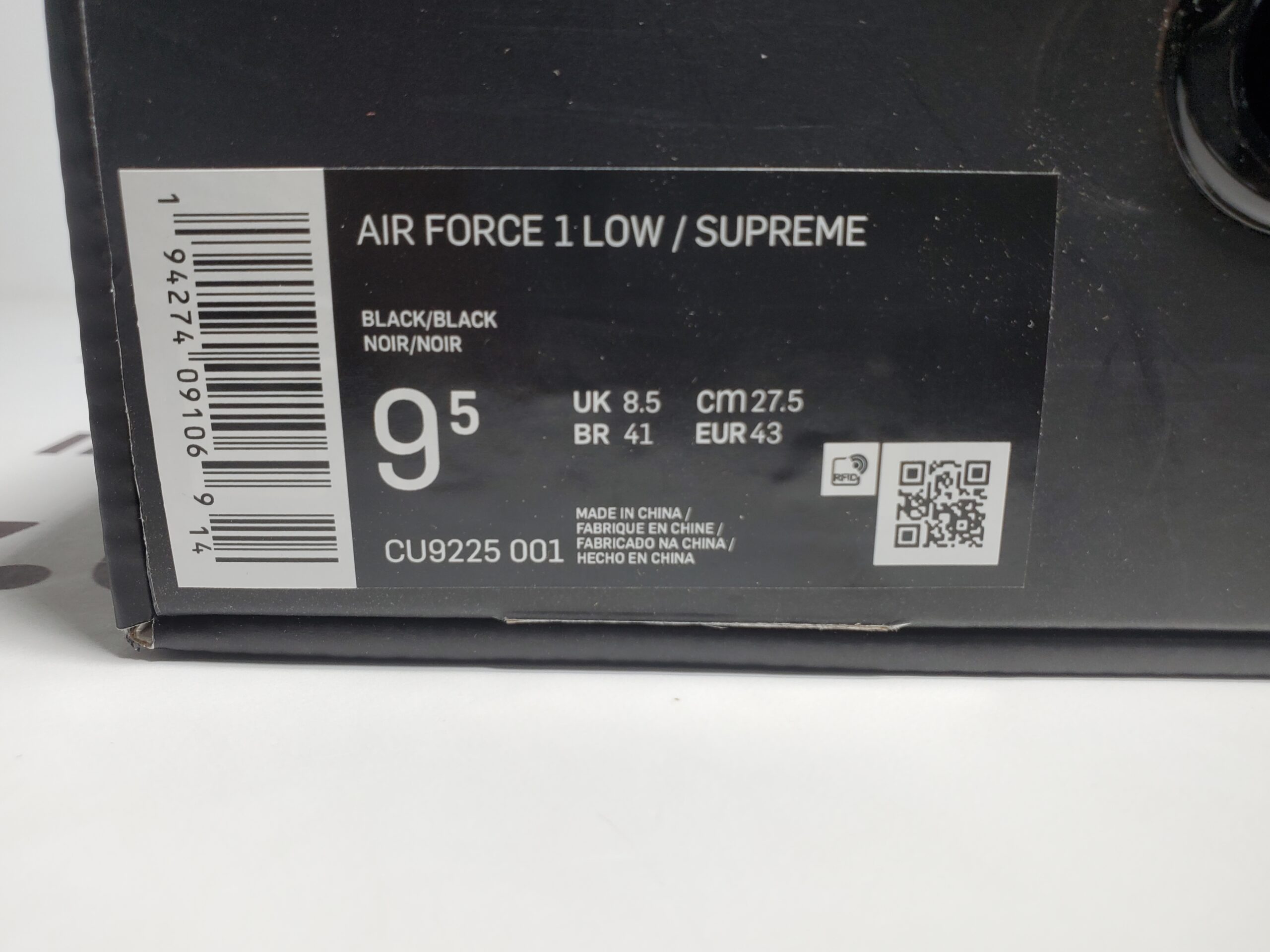 Supreme x Air Force 1 Low Black CU9225-001 - Image 2